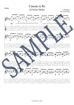 Pachelbel Canon Guitar Score Sample